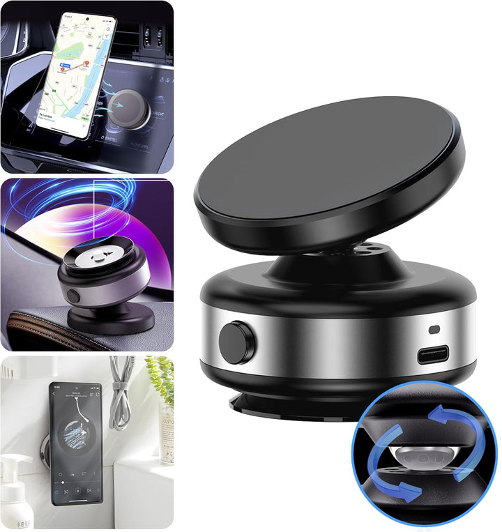 Wireless Vacuum Suction Magnetic Car Phone Holder with 360 Rotation Magnetic